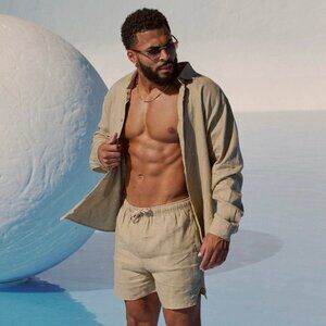 YoungLA - 825 Simply Linen Shirt - Tan, Small